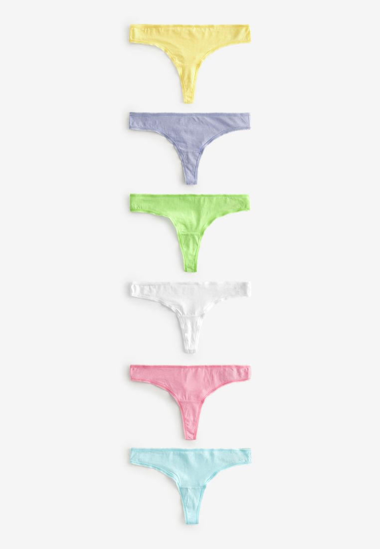 NEXT Cotton Blend Knickers 6 Pack-Thong