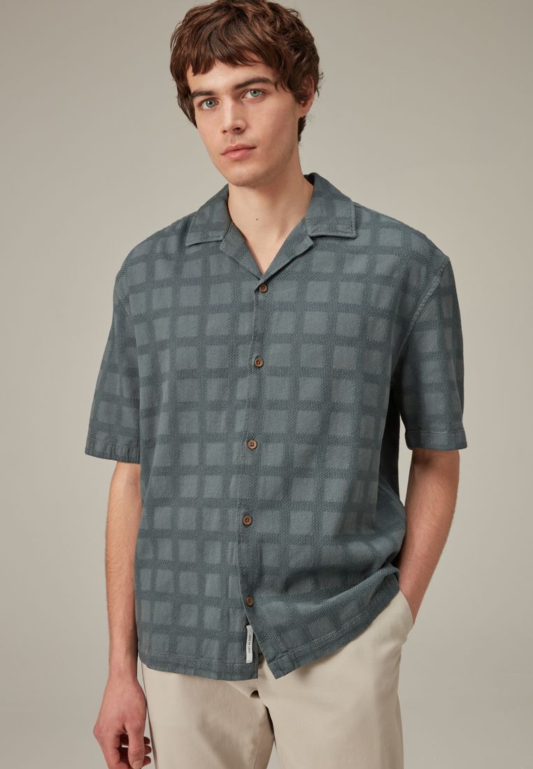 NEXT Textured Short Sleeve Shirt with Cuban Collar