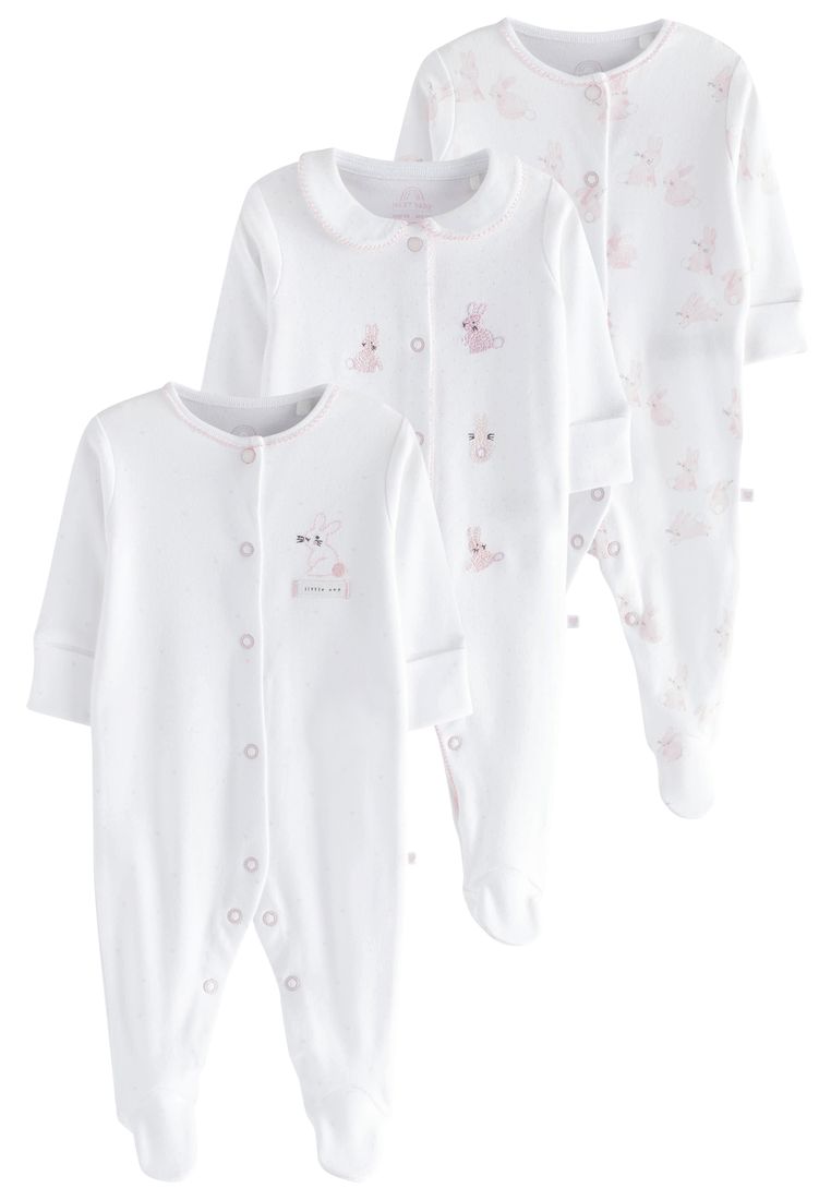 NEXT 嬰兒刺繡設計連身睡衣褲 3 件組