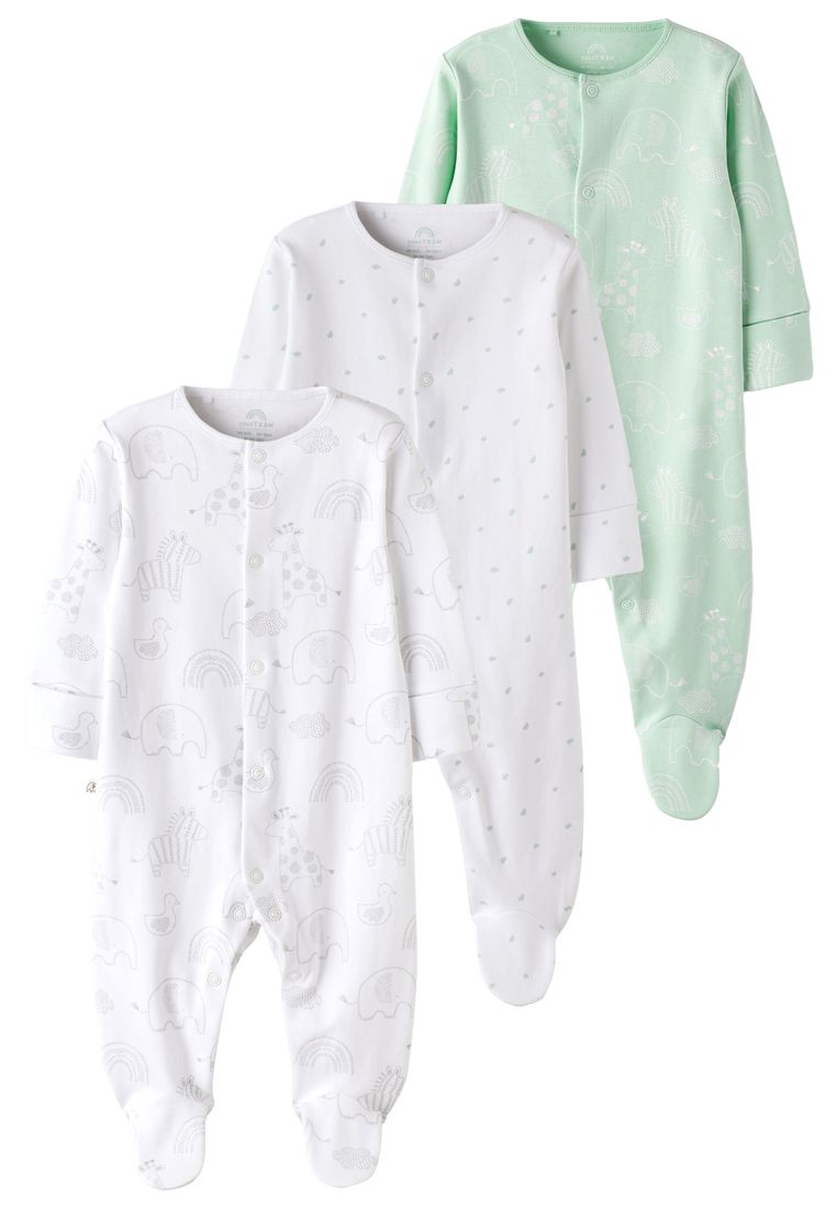 NEXT 基本款棉質嬰兒連身睡衣褲 3 件組