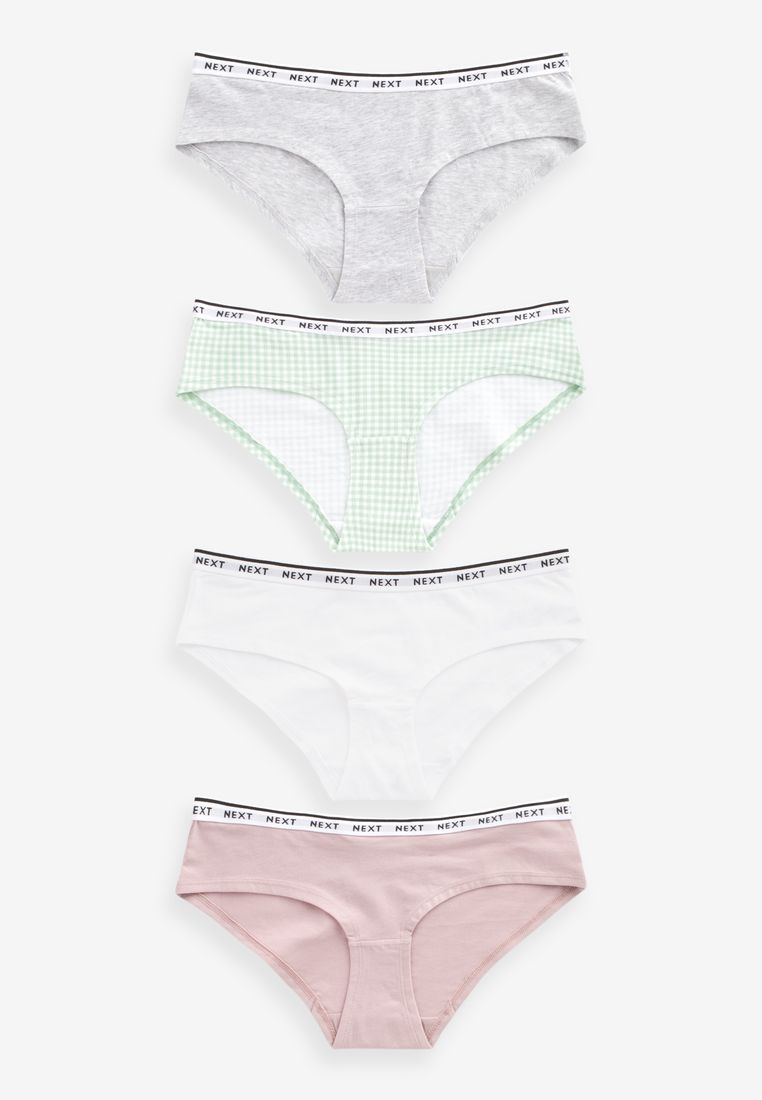 NEXT Cotton Rich Logo Knickers 4 Pack-Short