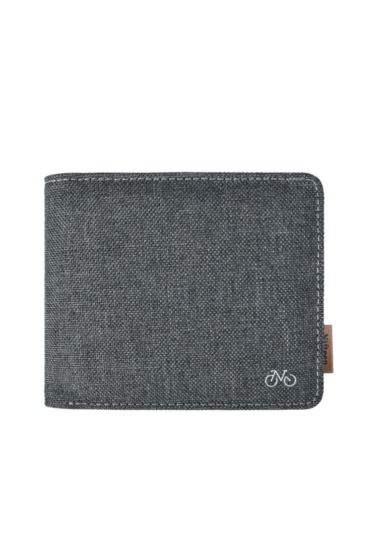 Nifteen London Billfold Wallet With Coin Purse - Grey With Blue Lining
