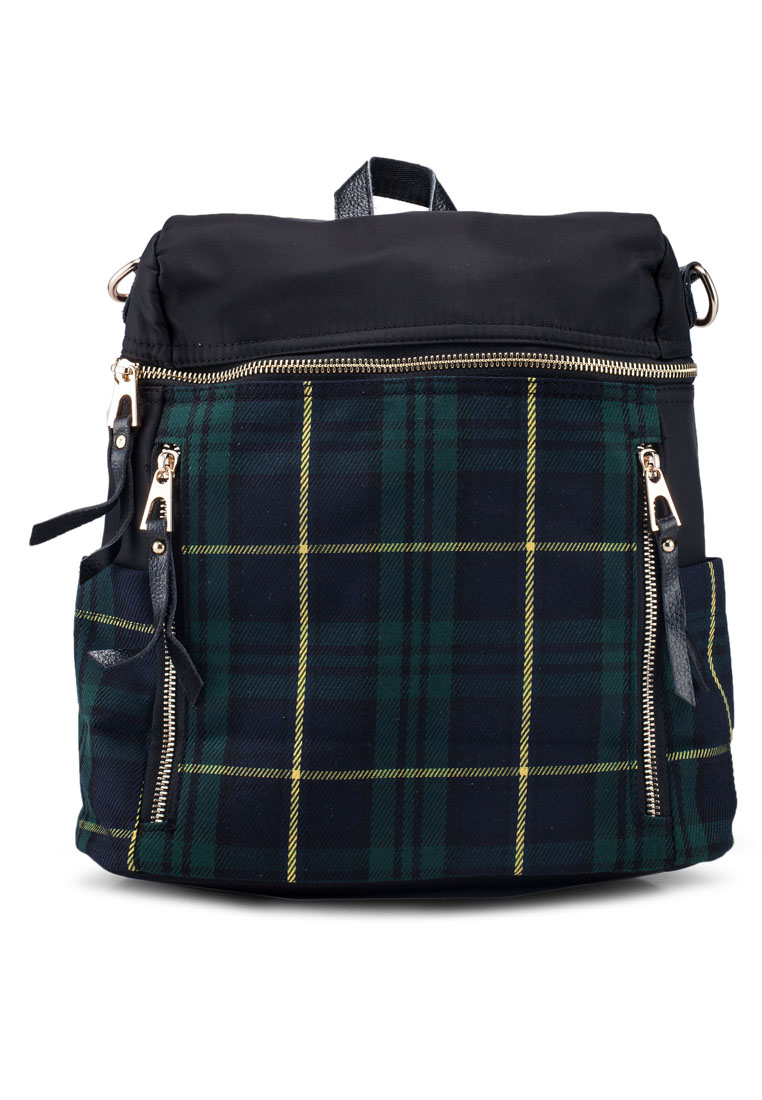 NUVEAU PU-Trimmed Nylon Check Style 2-Way Backpack