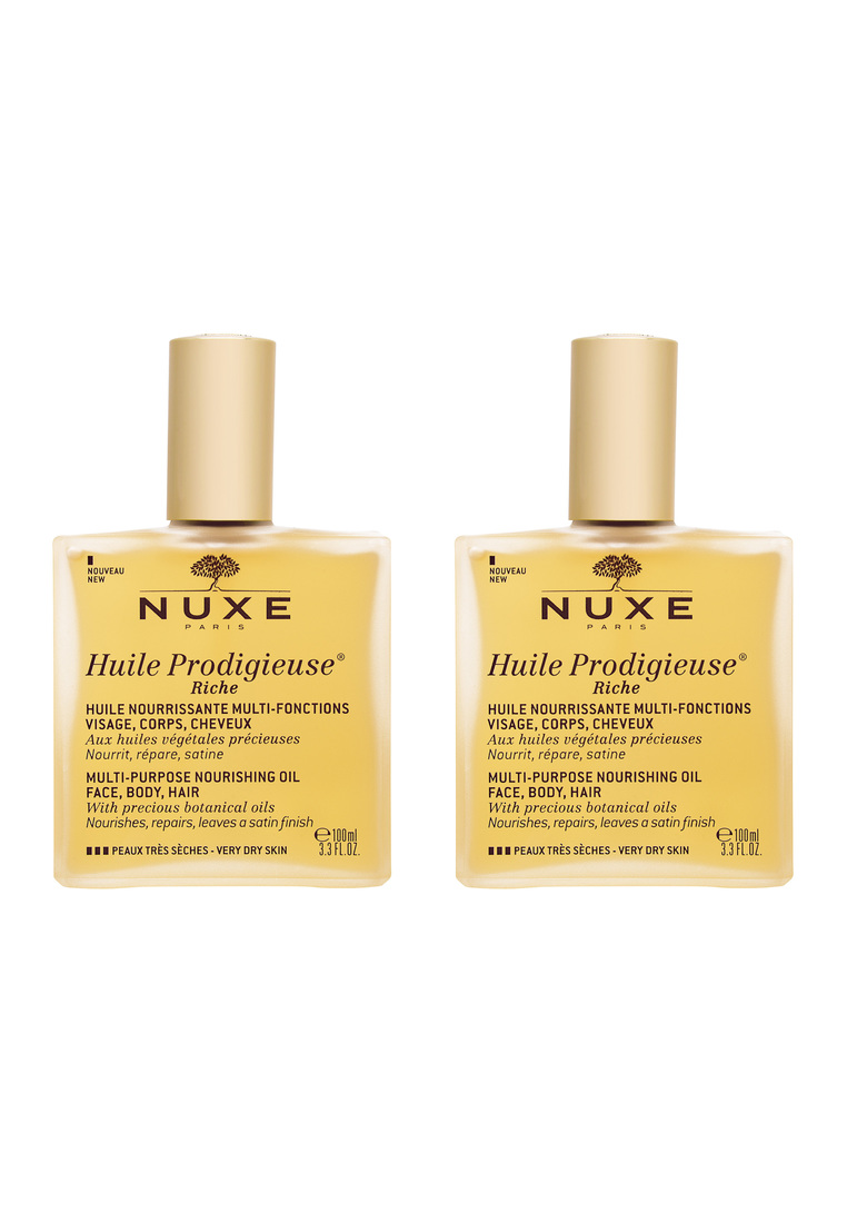 NUXE 2入 Huile Prodigieuse 晶亮全效護理油 (極乾性膚質) 100ml, 3.3fl.oz