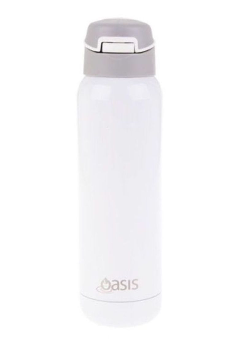 Oasis Stainless Steel Insulated Sports Water Bottle with Straw 500ML - White