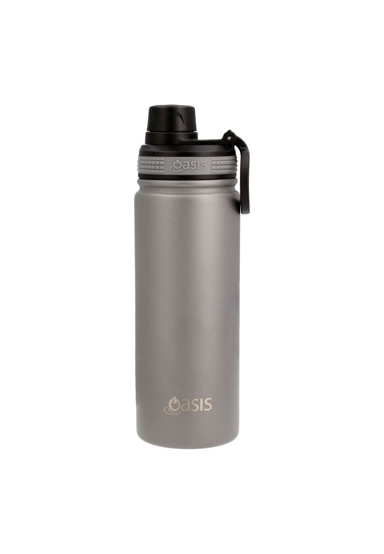 Oasis Stainless Steel Insulated Sports Water Bottle with Screw Cap 550ML - Metallic Grey