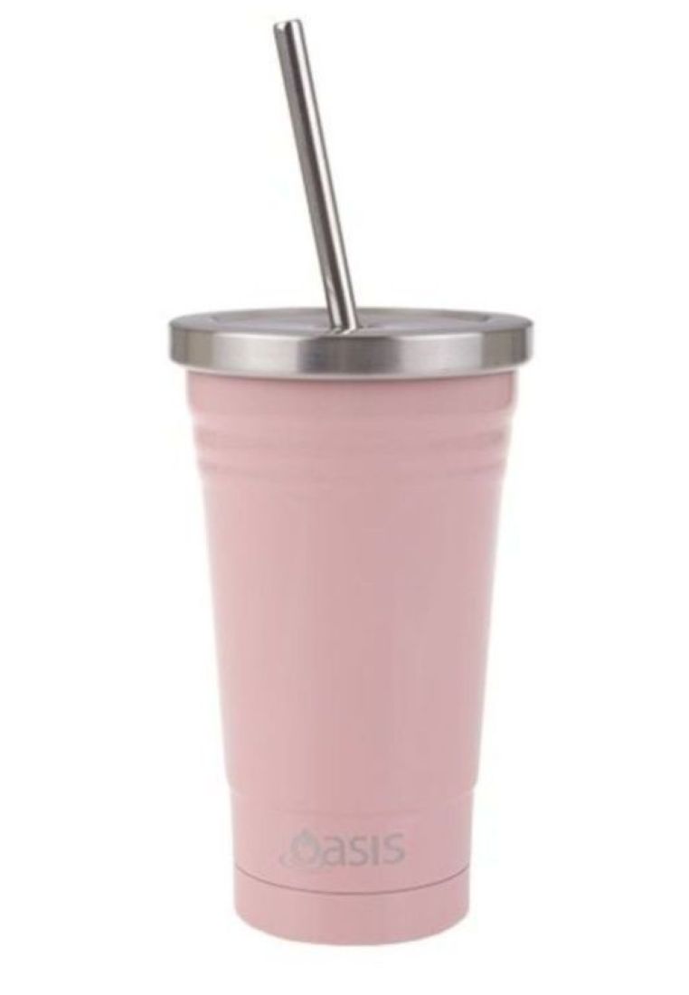 Oasis Stainless Steel Insulated Smoothie Tumbler with Straw 500ML - Soft Pink