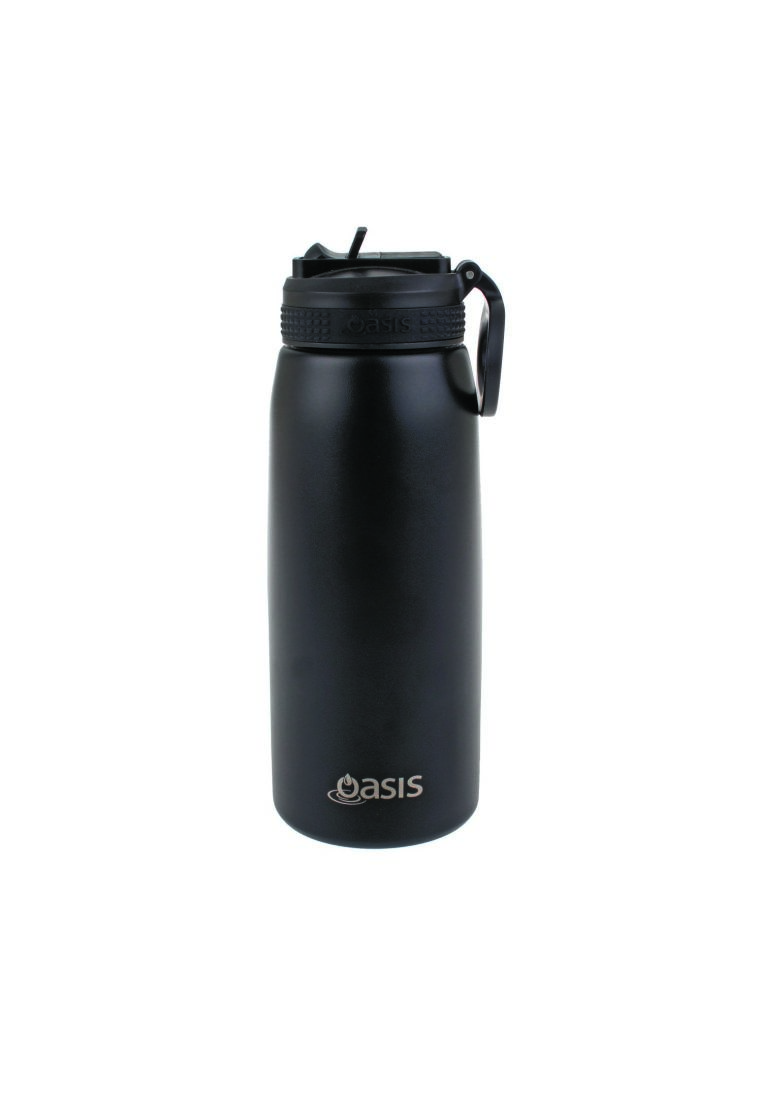 Oasis Stainless Steel Insulated Sports Water Bottle with Straw 780ML - Black