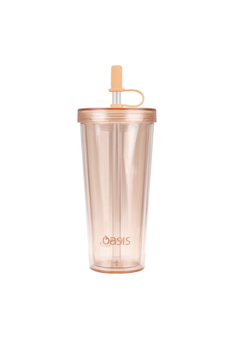 Oasis Insulated Smoothie Tumbler with Straw 520ML - Peach
