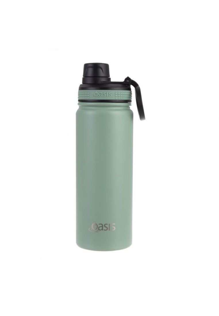Oasis Stainless Steel Insulated Sports Water Bottle with Screw Cap 550ML - Sage Green