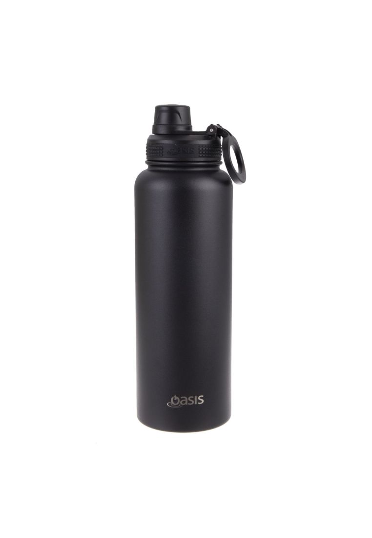 Oasis Stainless Steel Insulated Sports Water Bottle with Screw Cap 1.1L - Black