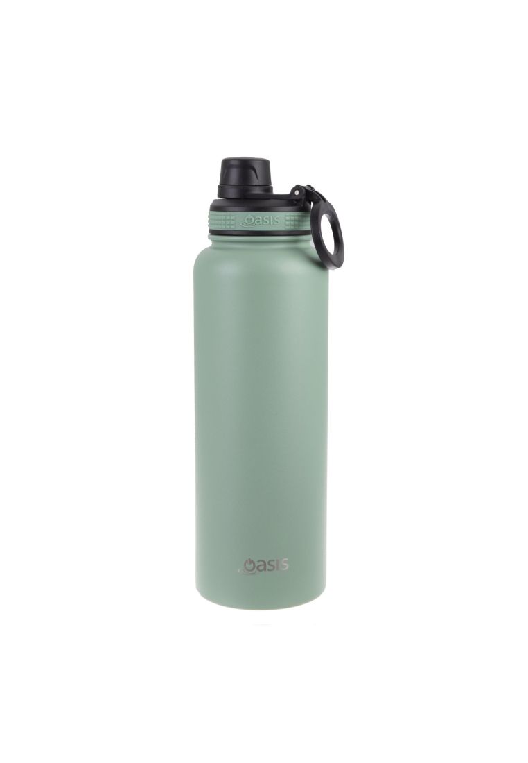 Oasis Stainless Steel Insulated Sports Water Bottle with Screw Cap 1.1L - Sage Green