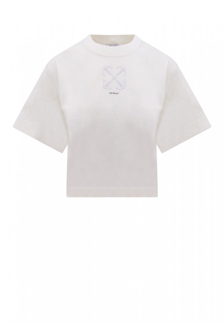Cotton t-shirt with frontal Arrow logo - OFF-WHITE - Beige