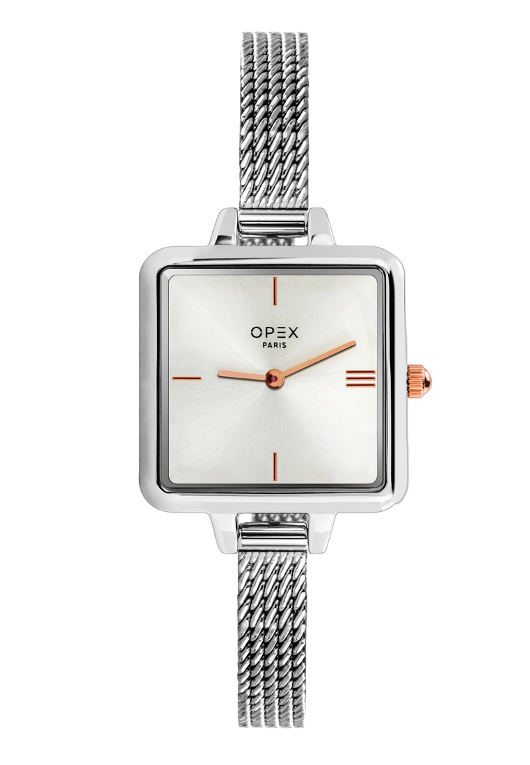Opex Paris® MINI CONCEPT SQUARE - OPW053 網狀金屬手鍊上的女士石英手錶