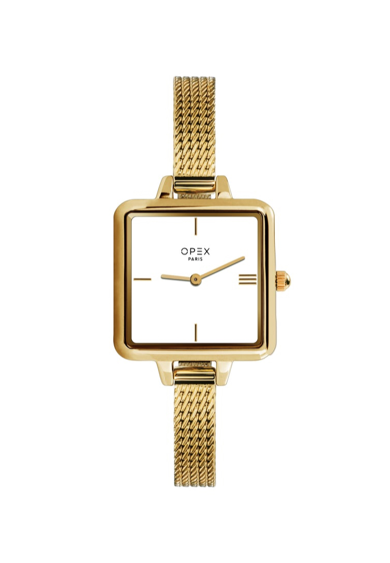 Opex Paris® MINI CONCEPT SQUARE - OPW054 網狀金屬手鍊上的女士石英手錶