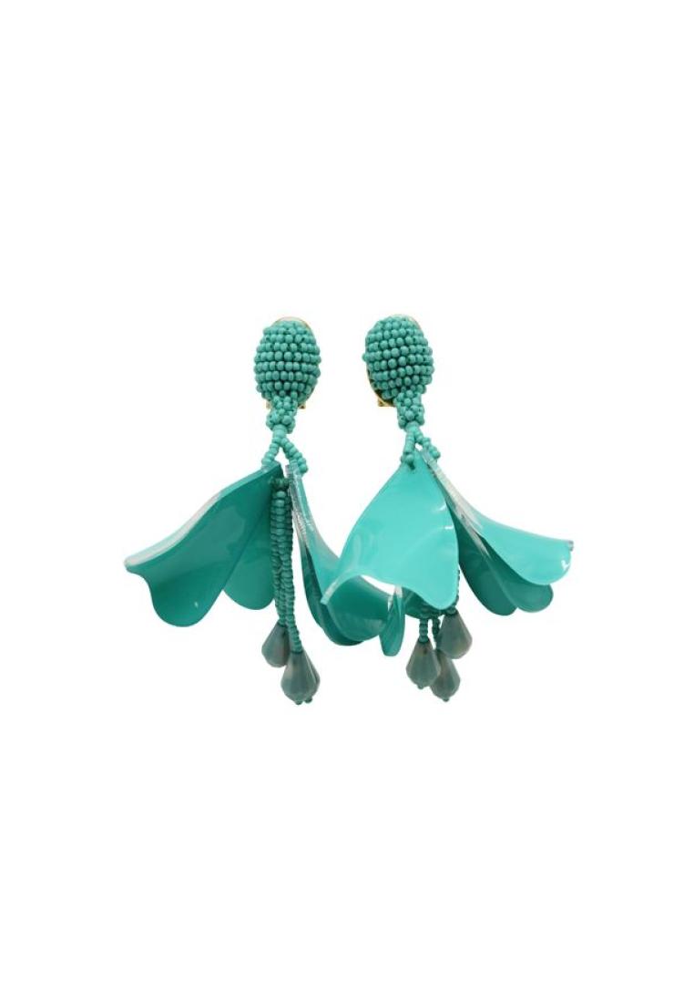 Oscar de la Renta Pre-Loved OSCAR DE LA RENTA Turquoise Dangling Clip-On Earrings