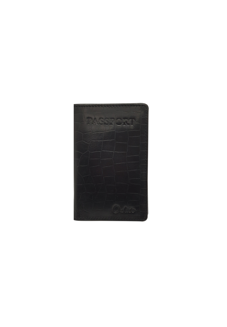護照錢包皮革-皮革護照夾Oxhide AS5- BLACK