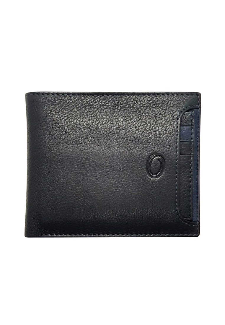 Oxhide 帶卡包的男士錢包 - 全粒麵皮革錢包 - 雙摺錢包 - 黑色錢包 -J0005 - 牛皮