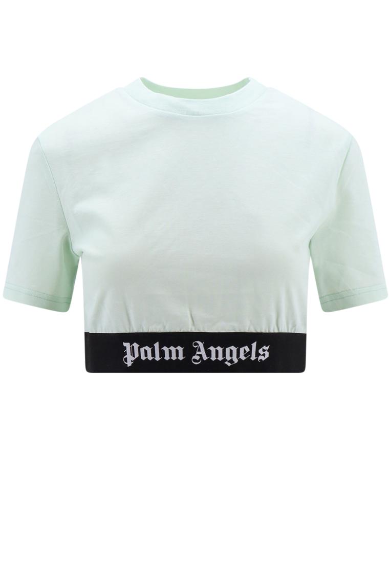 Palm Angels Cotton crop top with Classic Logo elastic band - PALM ANGELS - Green
