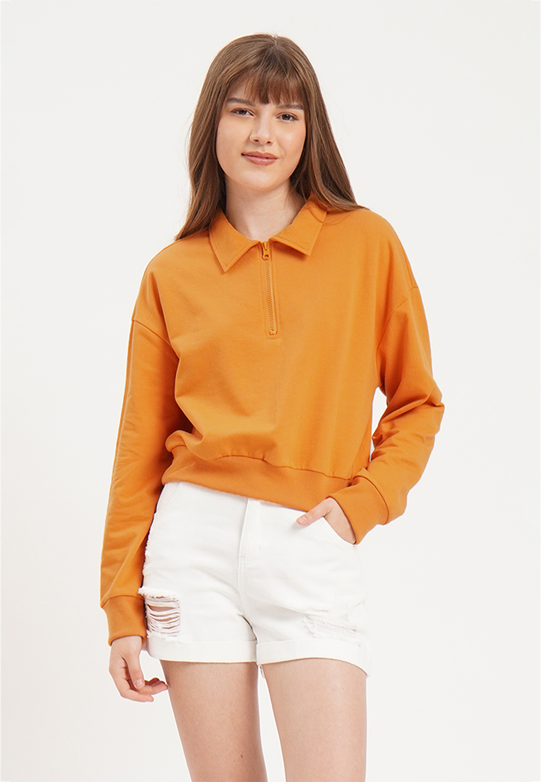 Penshoppe Semi Cropped Relaxed Fit Half Zip Pullover