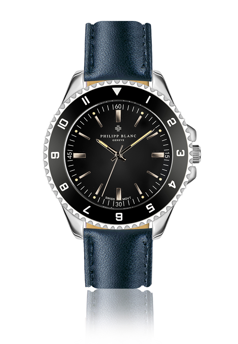 Philipp Blanc Avenches black dial blue leather