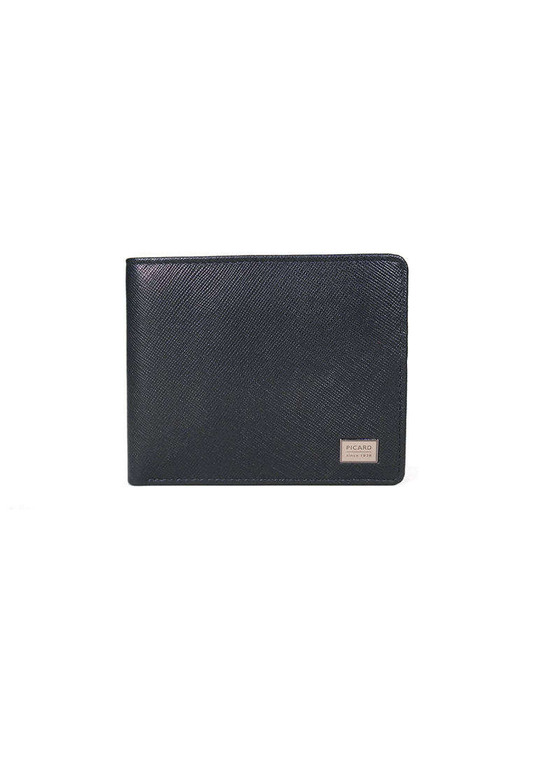 Picard Saffiano Men's Bifold Leather Wallet with Coin Compartment (Navy)