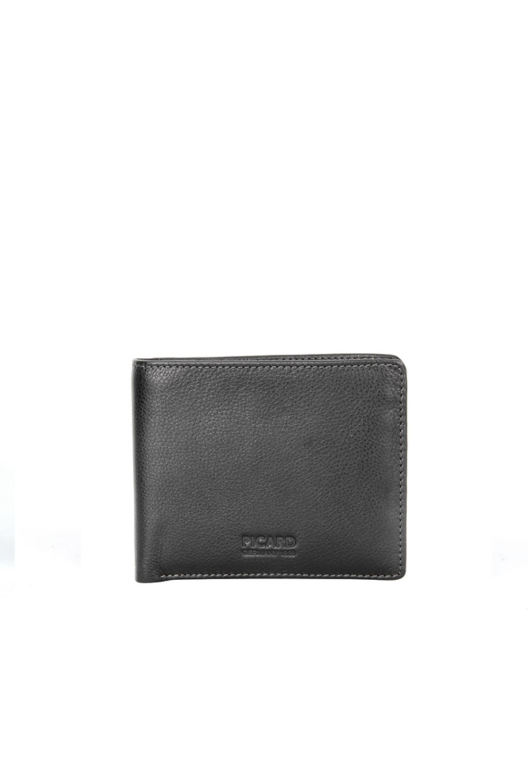 Picard Brooklyn Men's Bifold Leather Wallet with Window and Coin Compartment (Black)