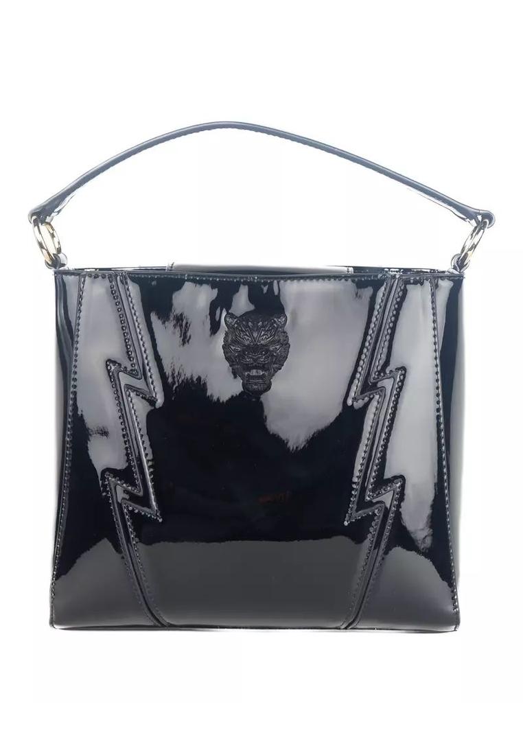 Plein Sport Patent Leather Crossbody Bag with Adjustable Strap