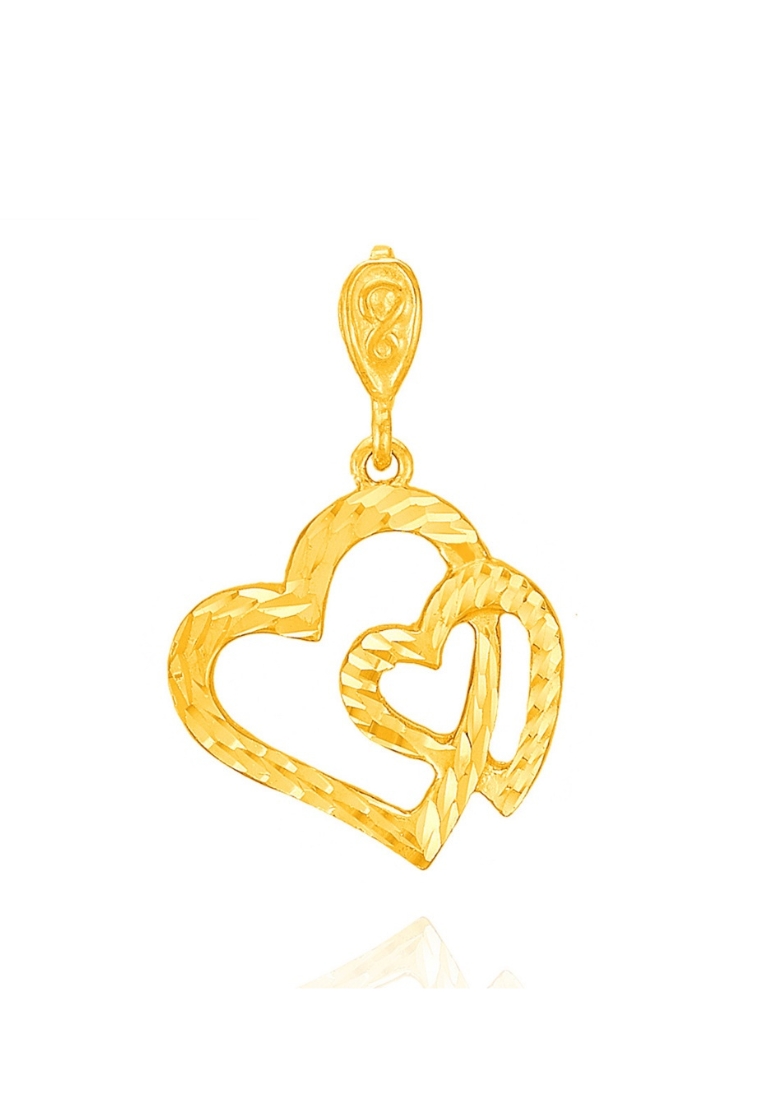Poh Kong POH KONG 916/22K Yellow Gold Double Hearts Shape Pendant