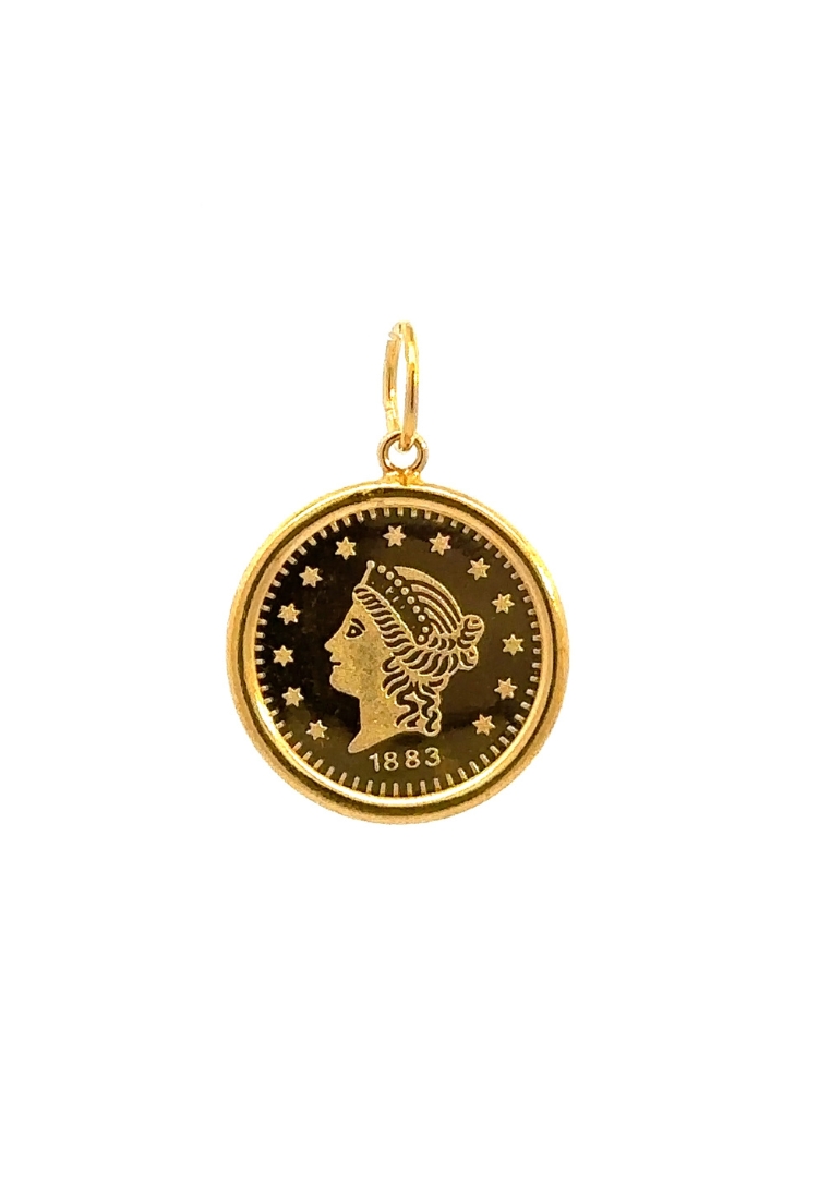 Poh Kong POH KONG 916/22K Yellow Gold 1883 Eagle Coin Pendant Size M