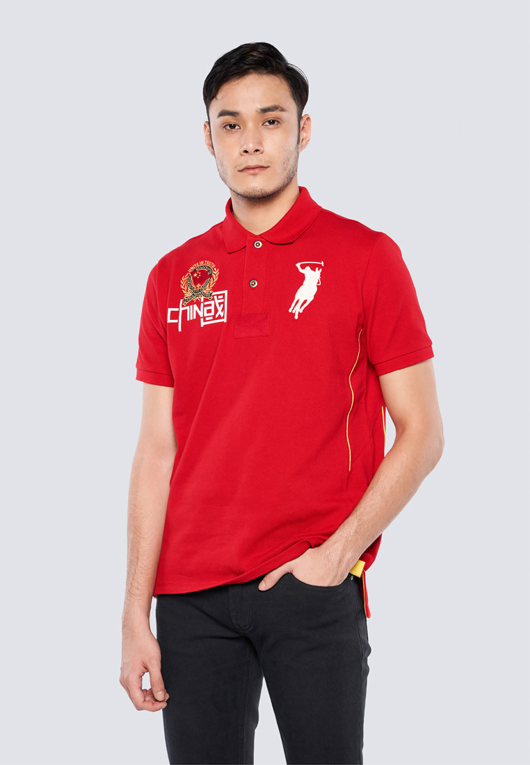 POLO HAUS Polo Haus - Men’s Regular Fit China Flag Design Polo Tee