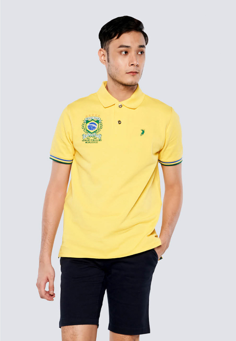 POLO HAUS Polo Haus - Men’s Regular Fit Brasil Flag Design Polo Tee