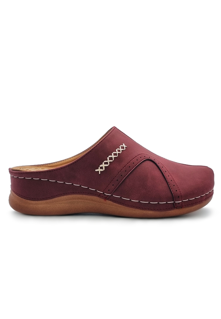 POLO HILL Ladies Closed Toe Wedge Mules Clog Shoes