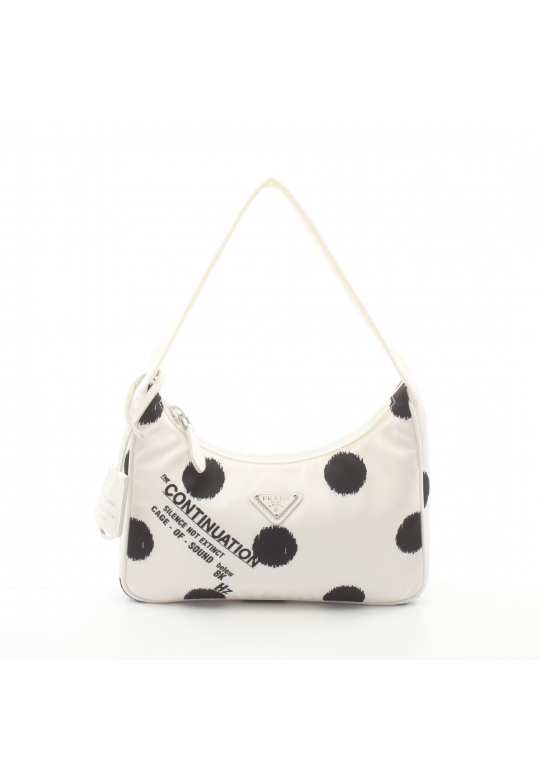 二奢 Pre-loved Prada Re-Edition 2000 TESSUTO POIS mini bag Handbag Dot Nylon off white black