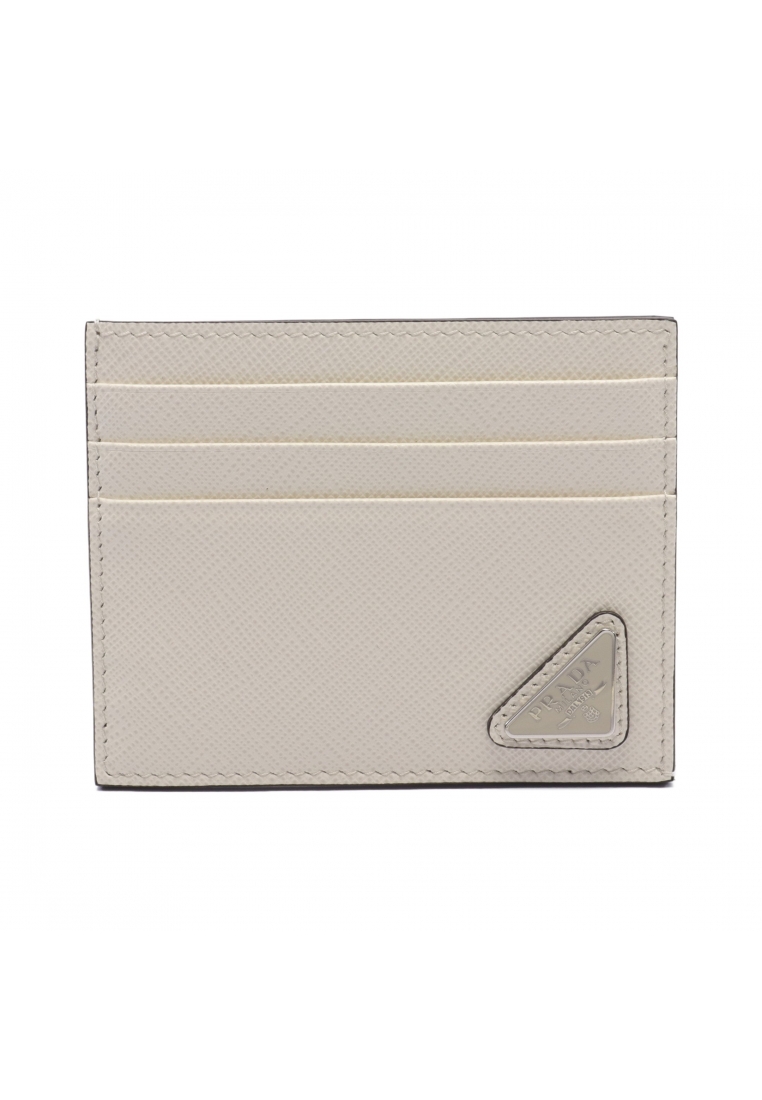 二奢 Pre-loved Prada SAFFIANO PRINT card case logo print Saffiano leather white