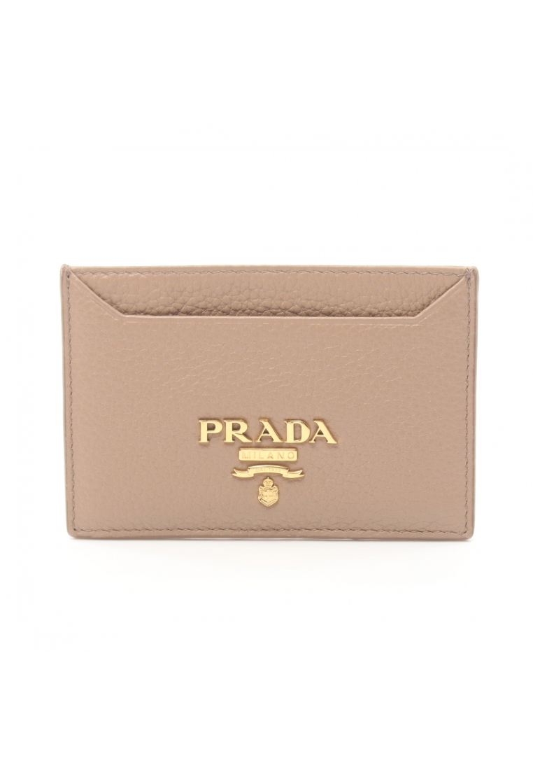二奢 Pre-loved Prada SAFFIANO METAL pass case card case leather beige