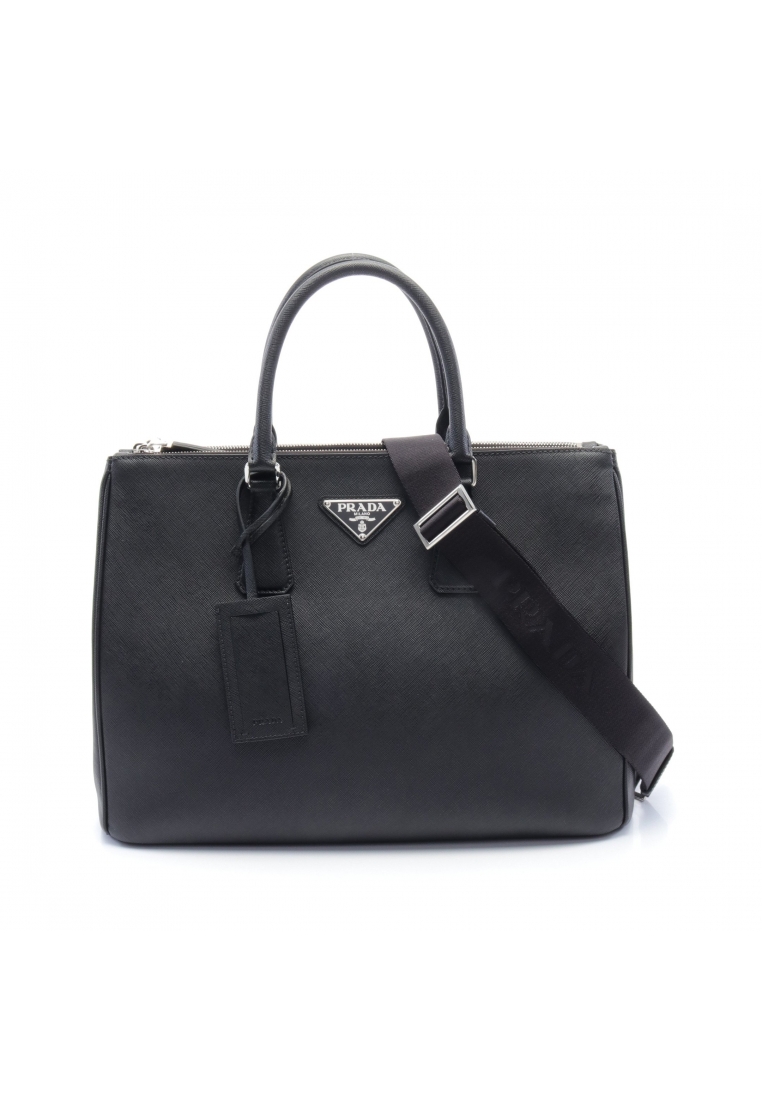 二奢 Pre-loved Prada SAFFIANO TRAVEL Galleria Handbag Saffiano leather black 2WAY