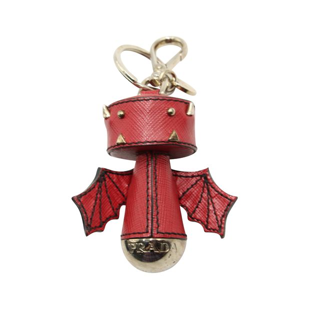 Prada Pre-Loved PRADA Bat Key Ring & Bag Charm in Red