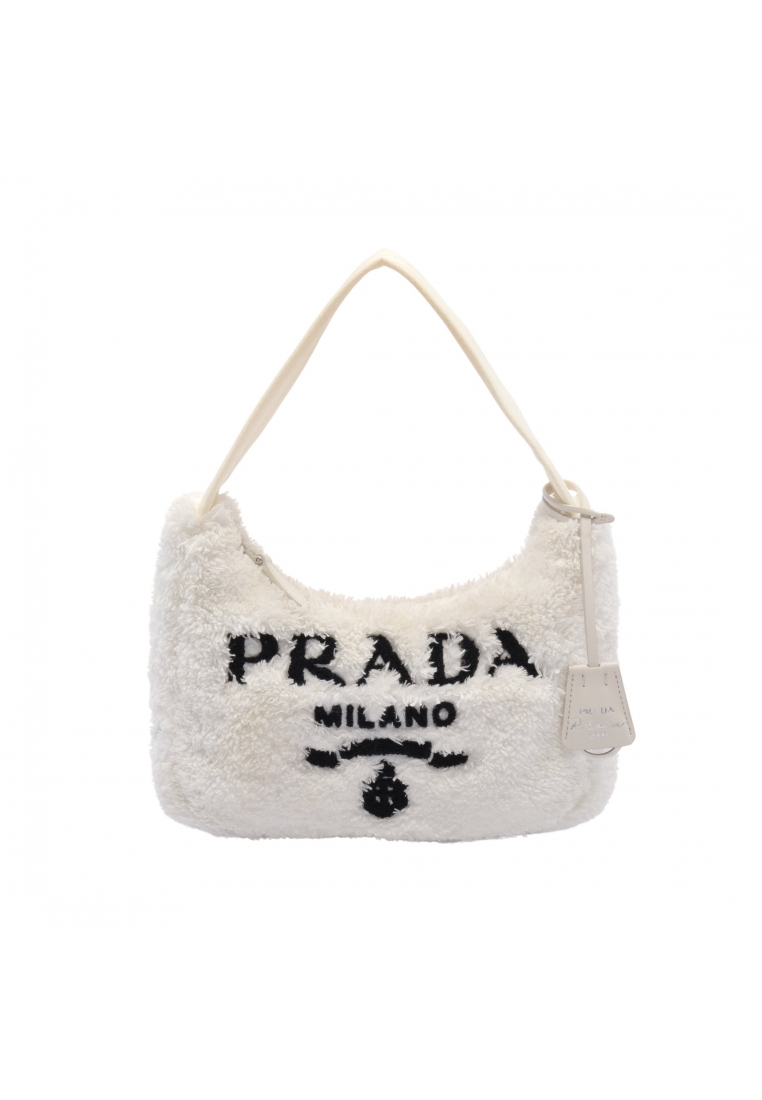 二奢 Pre-loved Prada Re-Edition 2000 SPUGNA mini bag Handbag fabric off white