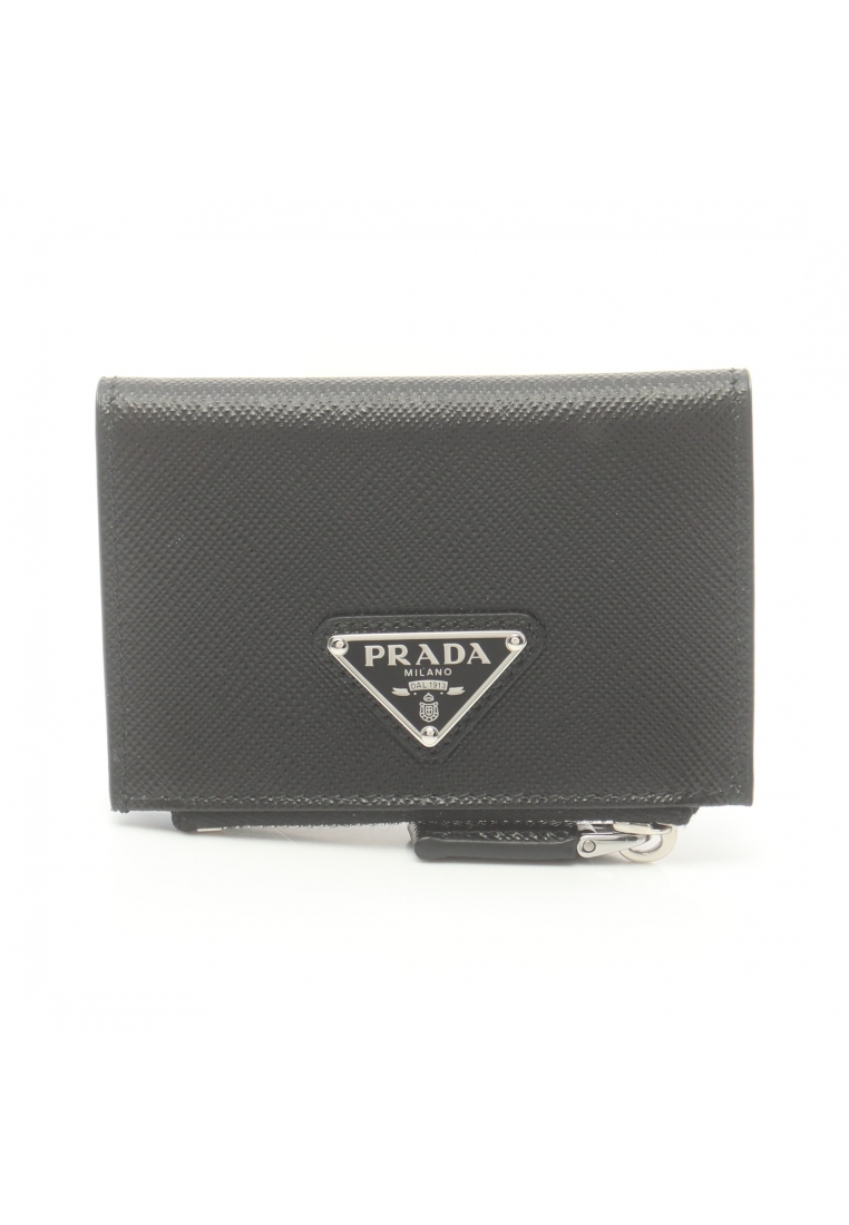 二奢 Pre-loved Prada card case name card holder Saffiano leather black prada logo plate