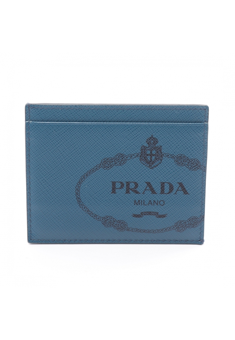 二奢 Pre-loved Prada SAFFIANO PRINT card case logo print Saffiano leather blue