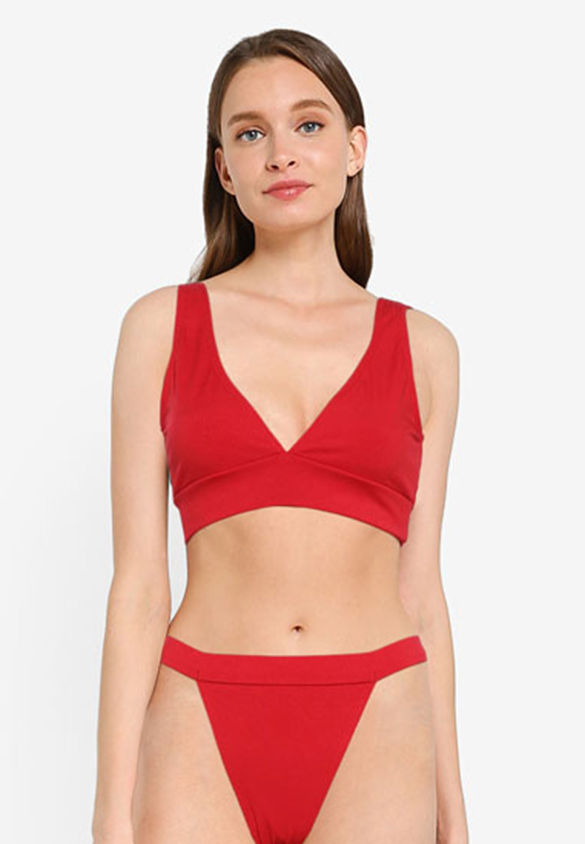Public Desire High Apex Fixed Ribbed Bikini Top