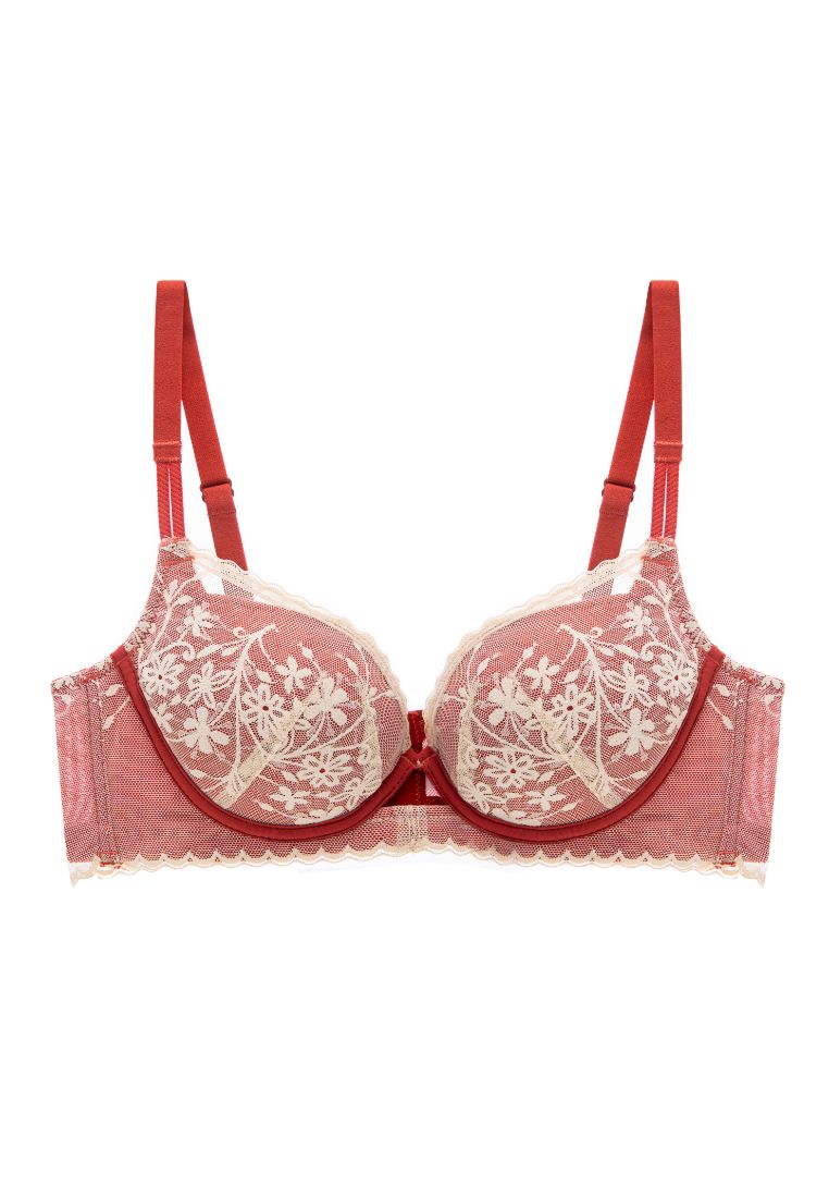 QuestChic Elise Non-Wired Soft Lace Embroidery Push Up Bra