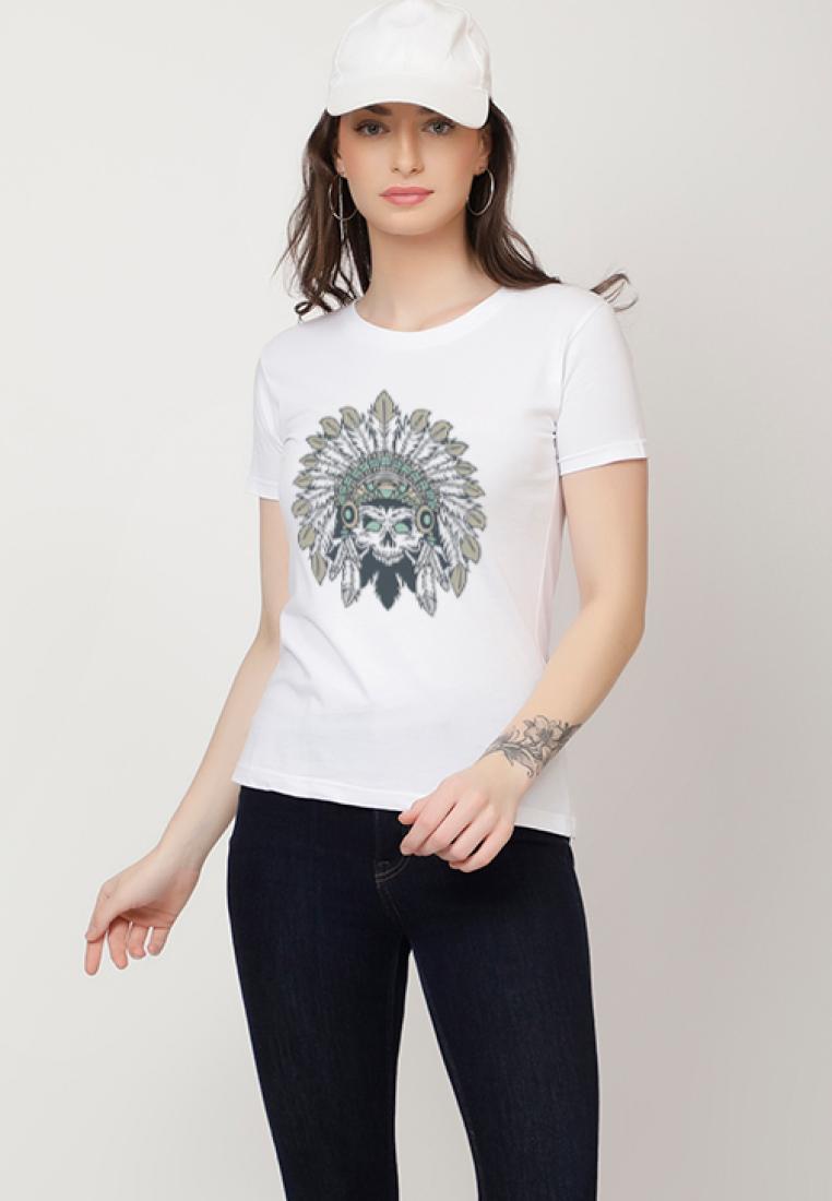 QuirkyT 骷髏文化休閒短袖時尚白色棉質休閒圖案印花 T 恤/T 恤