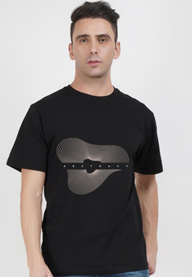 QuirkyT Inspiration 圖案印花黑色棉質短袖標準版型 T 恤