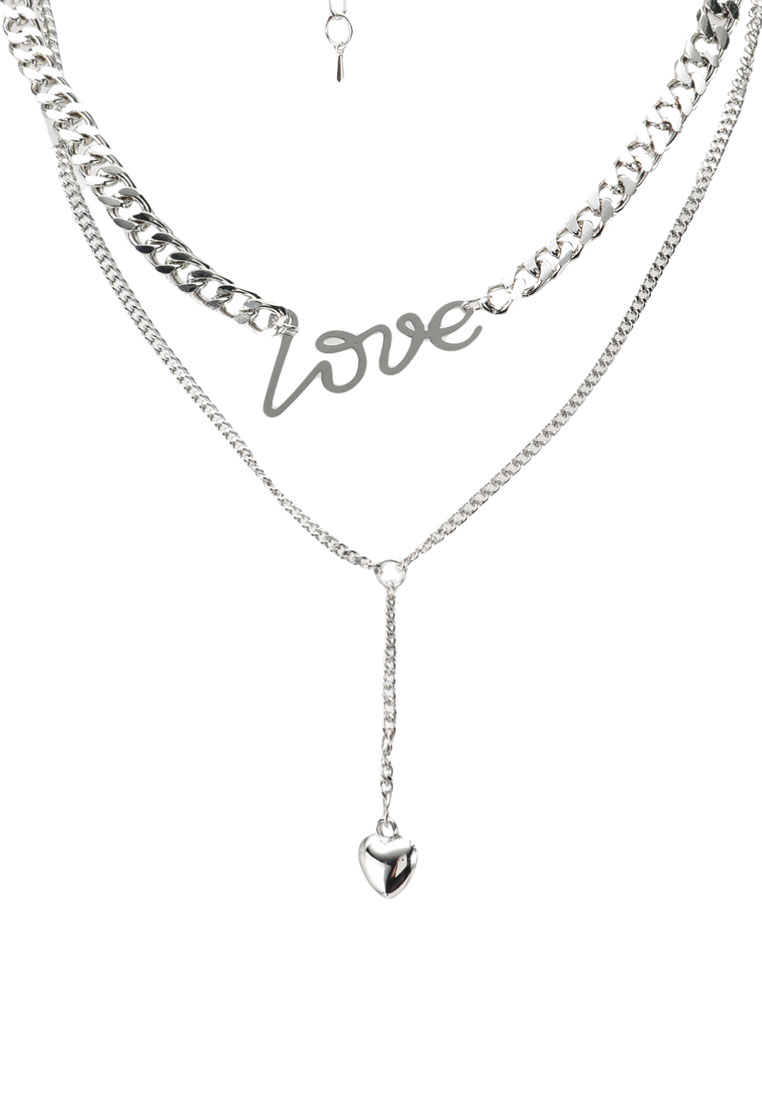 Red's Revenge Love Heart Charm Layered Necklace