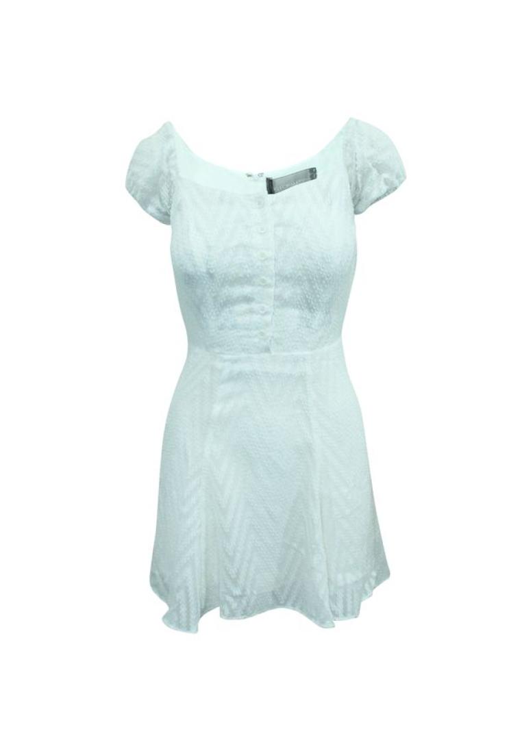 Reformation 白色短袖連衣裙和鈕扣