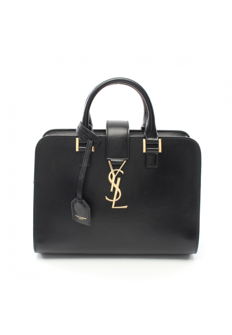 二奢 Pre-loved SAINT LAURENT PARIS YSL line baby monogram Kabas Handbag leather black