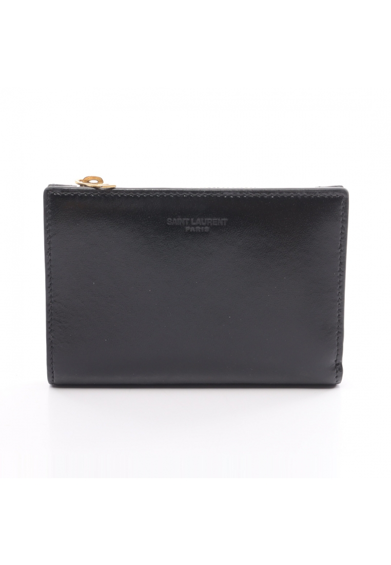 二奢 Pre-loved SAINT LAURENT PARIS Bi-fold wallet leather black
