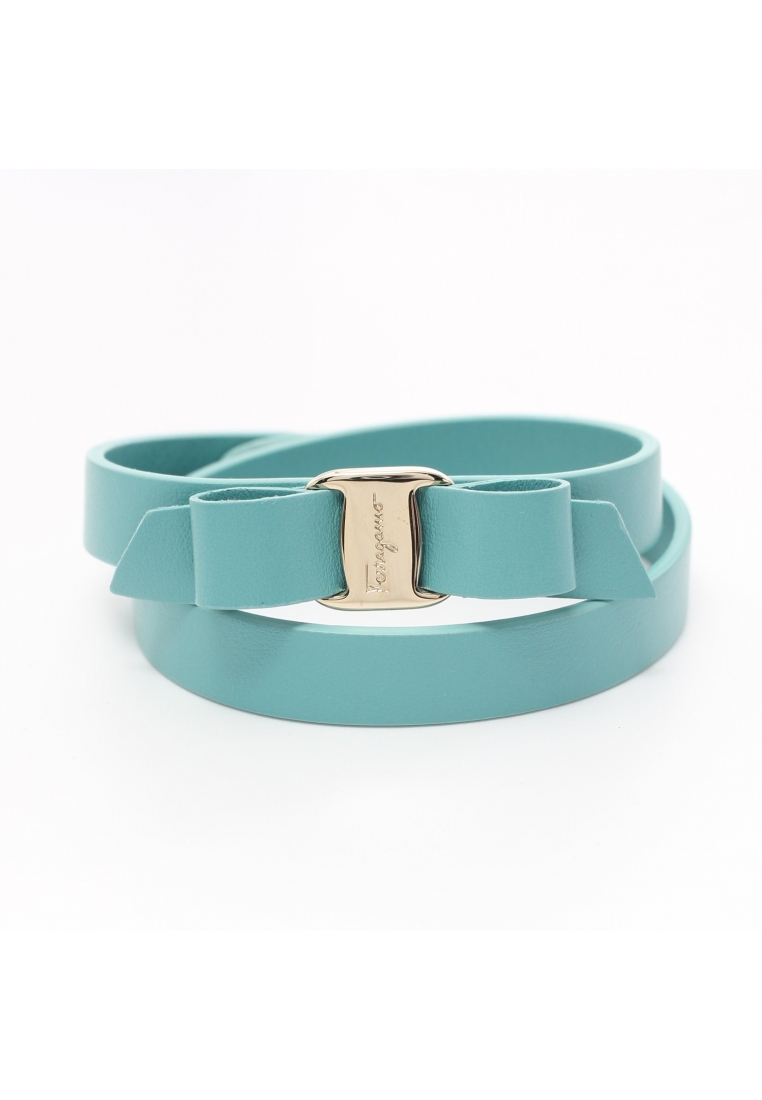 二奢 Pre-loved Salvatore Ferragamo vara ribbon bracelet leather Emerald green